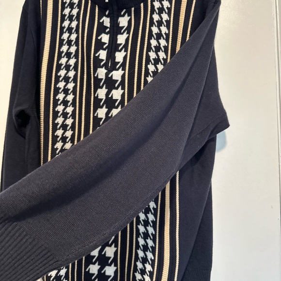 Stacy Adams Men’s XL Full Zip Large Hounds Tooth Mock Collar Preppy Sweater. - Picture 13 of 13